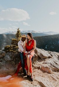 Couples Engagement Session on top of Echo Mountain in Idaho Springs