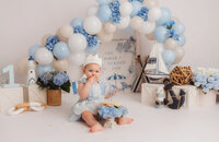 Baby celebrates her 1st birthday with a Cake Smash Photoshoot at Holy City Babies Portrait Studio in Charleston, SC.
