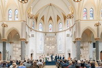 Bride and groom get married at Gesu Church at Marquette University.