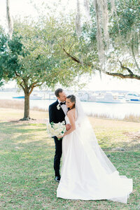 Bride and groom at the Savannah Yacht Club