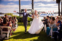 Bride and groom just married after wedding ceremony at  Paradise Point Resort & Spa