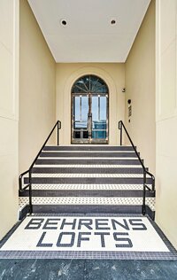 Entrance to the historic Behrens building in downtown Waco, TX