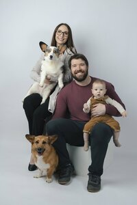 Sherwood Park indoor family session including family pets