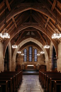 Empty interior of a historic chapel wedding venue near Louisville