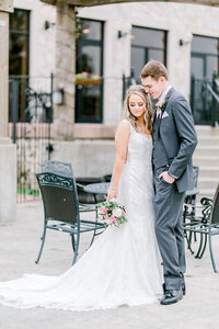 bride and groom romantic pictures at Acquaviva Vinery wedding, romatic Chicago wedding