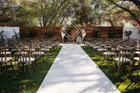 Wedding ceremony set up at the oaks at Duncan Lane, San Diego