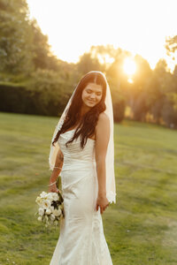 Portrait of a bride at sunset at a Christchurch wedding