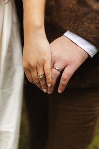 Close-up rings during an elopement in Christchurch