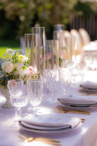 garden wedding tablescape at rainbow oaks ranch in sanger california