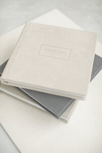 linen or leather baby book by south florida newborn photographer