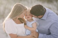Family session on the beach, white neutral and blue outfit