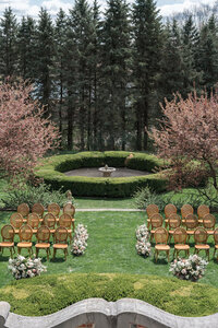 Ceremony set up in a garden, taken by Detroit Michigan wedding photographer Courtney Rudicel
