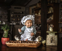 Pictures in authentic Vintage Farm Kitchen with Baby Chickens, Natasha Snyder Photography located in Santa Fe Texas