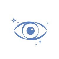 blue eye icon with star accents