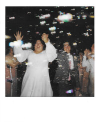 polaroid of couple during their bubble exit, wedding reception photos, vintage, film photographer, nyc wedding photographer, boston wedding photographer