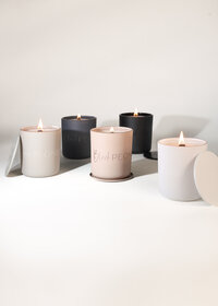 Minimal clean luxe product photography for candles. Small business product photographer in San Diego.