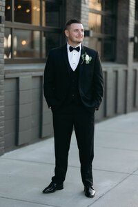Wedding ceremony groom portraits, The Abbott Kansas City — Elizabeth West Photography