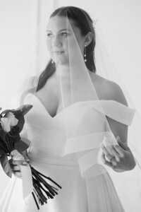 Black and white bridal photo from DFW