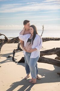 Sunrise Maternity Photoshoot at Driftwood Beach by Phavy Photography, Jekyll Island Family Photographer