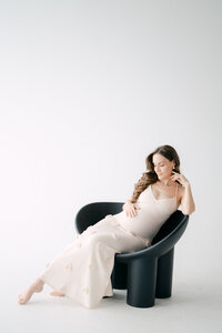 Luxury studio maternity portrait Miami, timeless fine art photography
