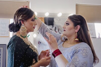 Indian bride getting ready at the house in Sacramento