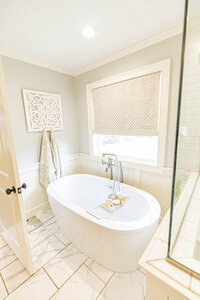 White master bathroom renovation and design by Moda Designs