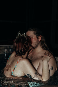Newly married couple doing documentary and cinematic photos for their wedding / elopement at their blue ridge airbnb. Photos by Crimson Conure Photography based in Kennesaw, Georgia and Denver, Colorado