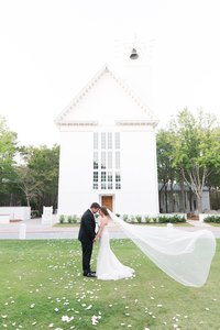 Bride and groom walk up memorial steps at their DC wedding