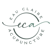Logo with script initials "eca" and words "Eau Claire Acupuncture"