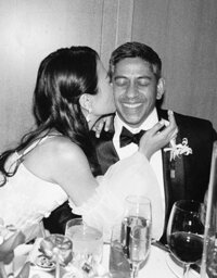 35mm film photo of bride and groom after their wedding ceremony at Parker Palm Springs 