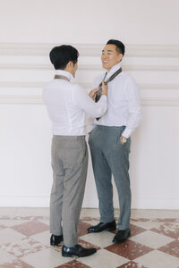 Groom Getting Ready | Chateau de Santeny Editorial Wedding Photography France | Juno by Julia C. Vona