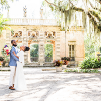 Destination Photo of Newlywed | Vizcaya Miami: Vintage portraits of bride and groom at the historic Vizcaya Museum and Gardens | By Travel Photographer