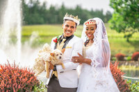 a romantic portrait of couple during their regal wedding in Sonoma