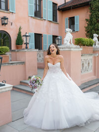 Bride in Wedding Dress Laughing