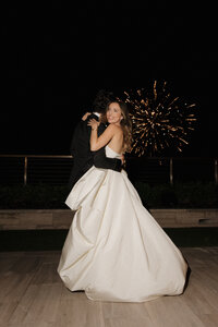 High-end editorial wedding photography capturing fashion forward reception moments during Rebecca & Kevin's destination celebration at Miami Beach Edition luxury resort.