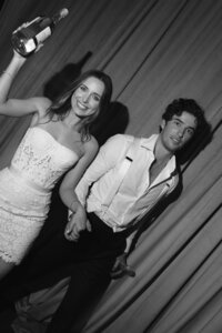 Editorial film photography capturing late reception celebration during Rebecca & Kevin's fashion forward destination wedding at Miami Beach Edition