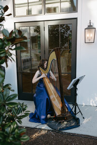 live wedding harpist playing during wedding ceremony