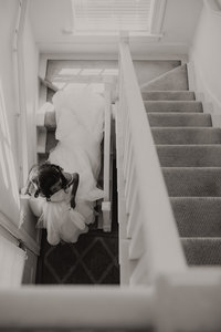 bride walking down stairs