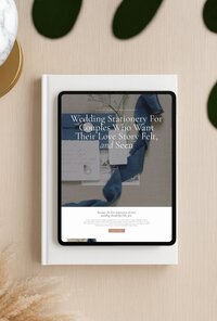 "Elevated Enclosure stationery designer website template displayed on tablet with styled flat lay details"