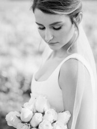 Black and White Bridal portrait photographed by Amanda Adams, Charlottesville photographer