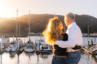 marina view sunset engagement photos by the bay and golden gate bridge at cavallo point