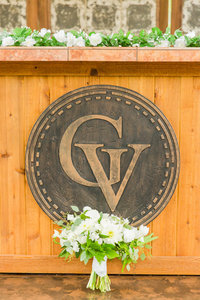 Ivory and green wedding bouquet at a Gervasi Vineyard wedding photographed by akron ohio wedding photographer