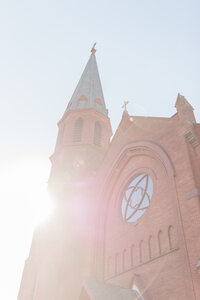 Washington DC church steeple on a sunny day