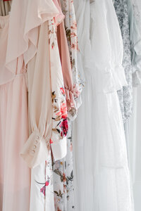 Dresses hanging in Nashville family photographer Kristie Lloyd's studio