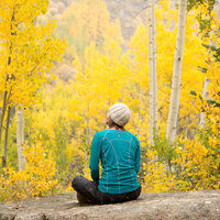 photo of Nichole in a sea of fall colors