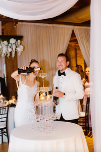 Champagne tower coordinated by wedding planners