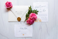 elegant wedding invitations with pink roses