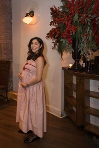 South End Baby Shower at Coppa with Fallon Carter Events. An intimate celebration for family and friends. Cozy, modern with a focus on connection. Deborah Zoe Photography. Boston Event and Portrait Photographer.