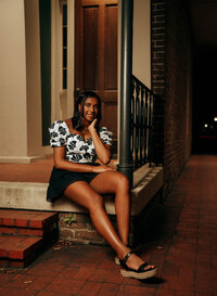 Senior portrait in downtown Mobile, Alabama — posing