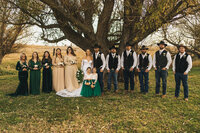 Wedding party photo in front of a tree in Yosemite California